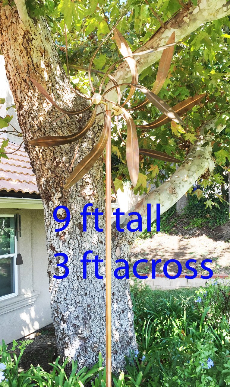 Stanwood Wind Sculpture: Dancing Willow Leaves (Jumbo 3-ft Across, 9-ft Tall)