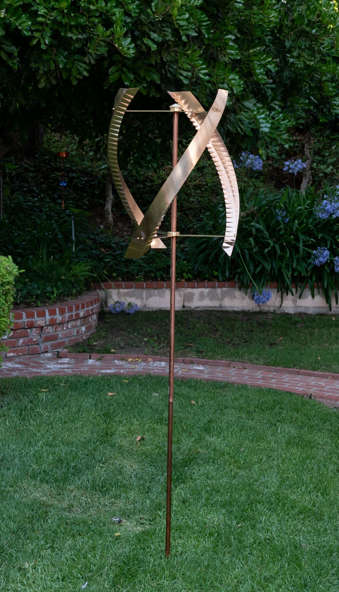 Stanwood Wind Sculpture: Standing United Kinetic Copper Triple Spinner