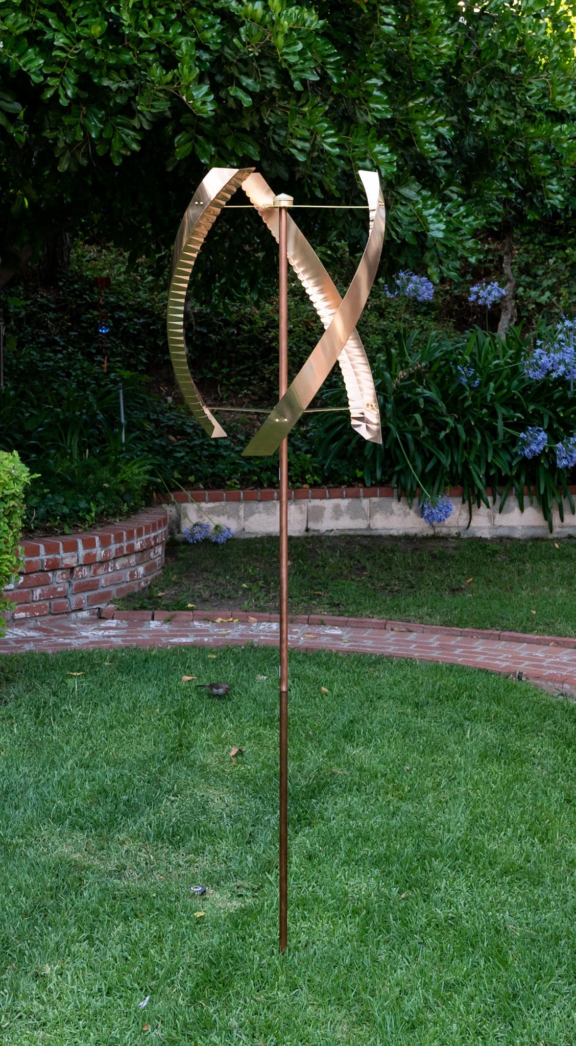 Stanwood Wind Sculpture: Standing United Kinetic Copper Triple Spinner