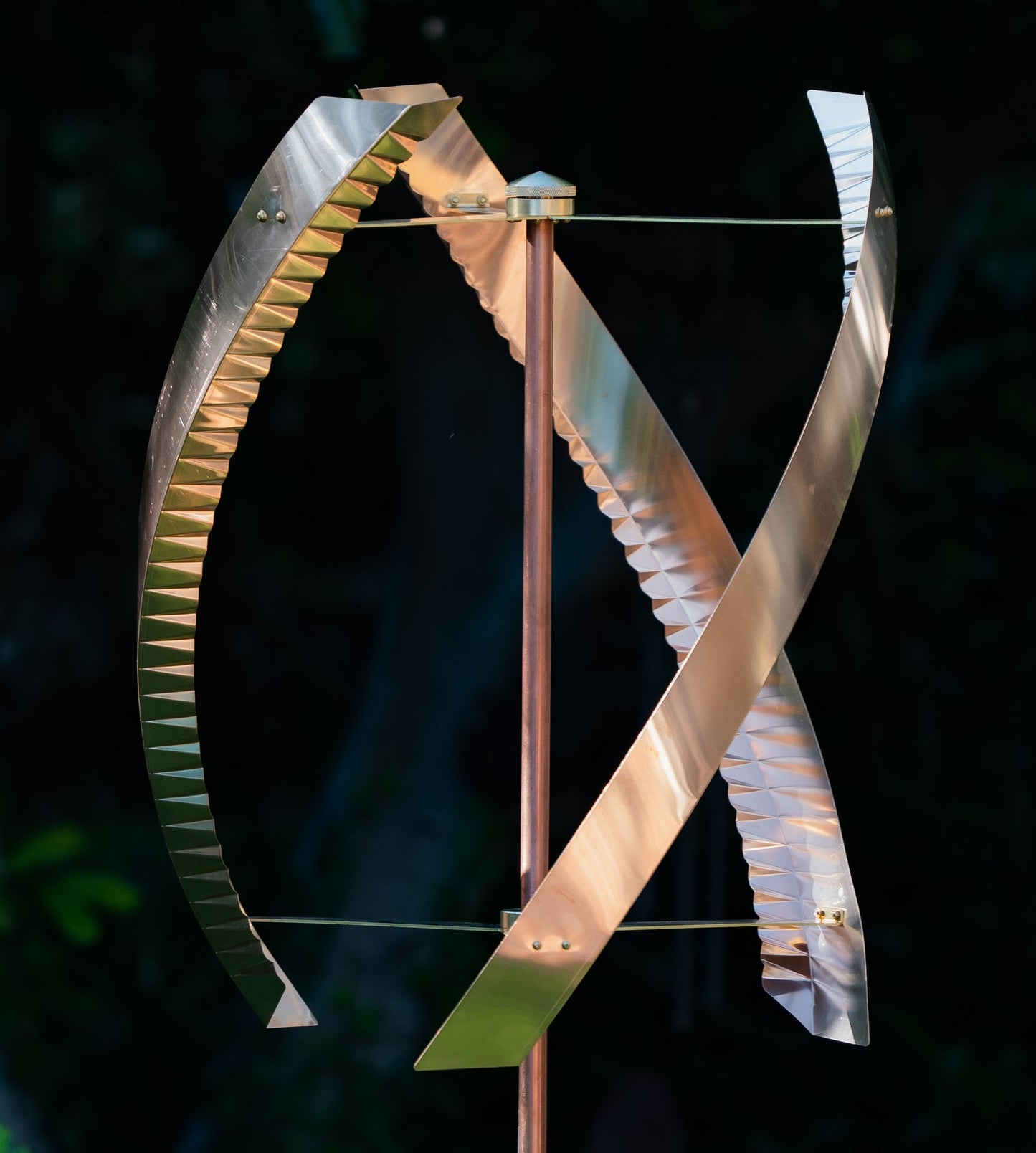 Stanwood Wind Sculpture: Standing United Kinetic Copper Triple Spinner