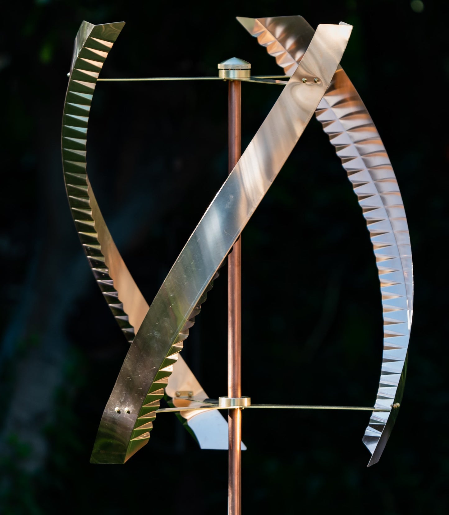 Stanwood Wind Sculpture: Standing United Kinetic Copper Triple Spinner