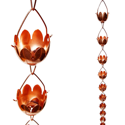 Stanwood Rain Chain: Lotus Lily Flower 8-ft