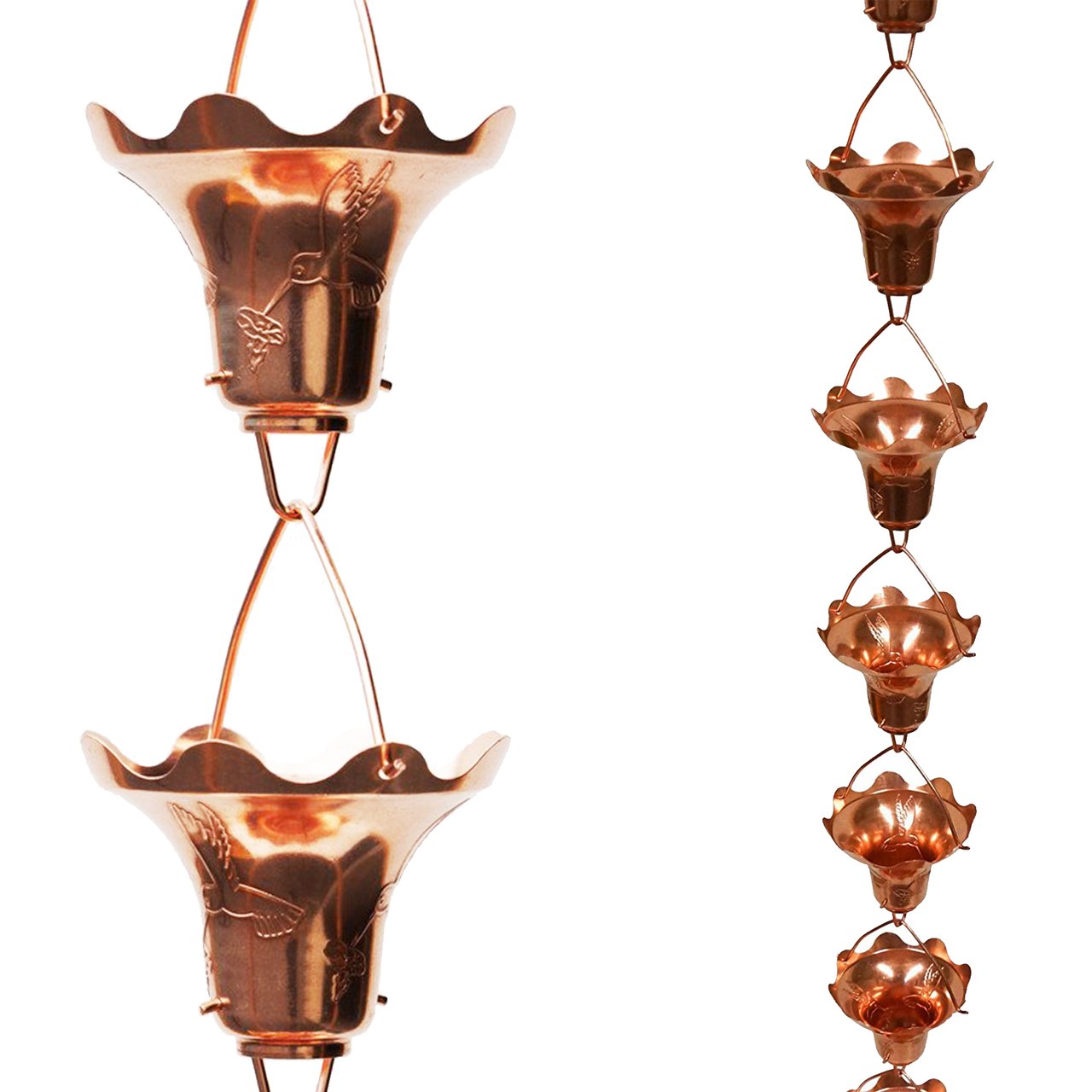 Stanwood Rain Chain: Hummingbird and Flower - 8-ft