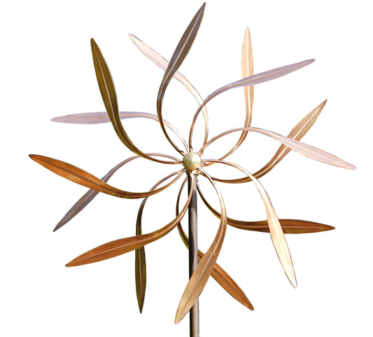Stanwood Wind Sculpture: Dancing Willow Leaves (Jumbo 3-ft Across, 9-ft Tall)
